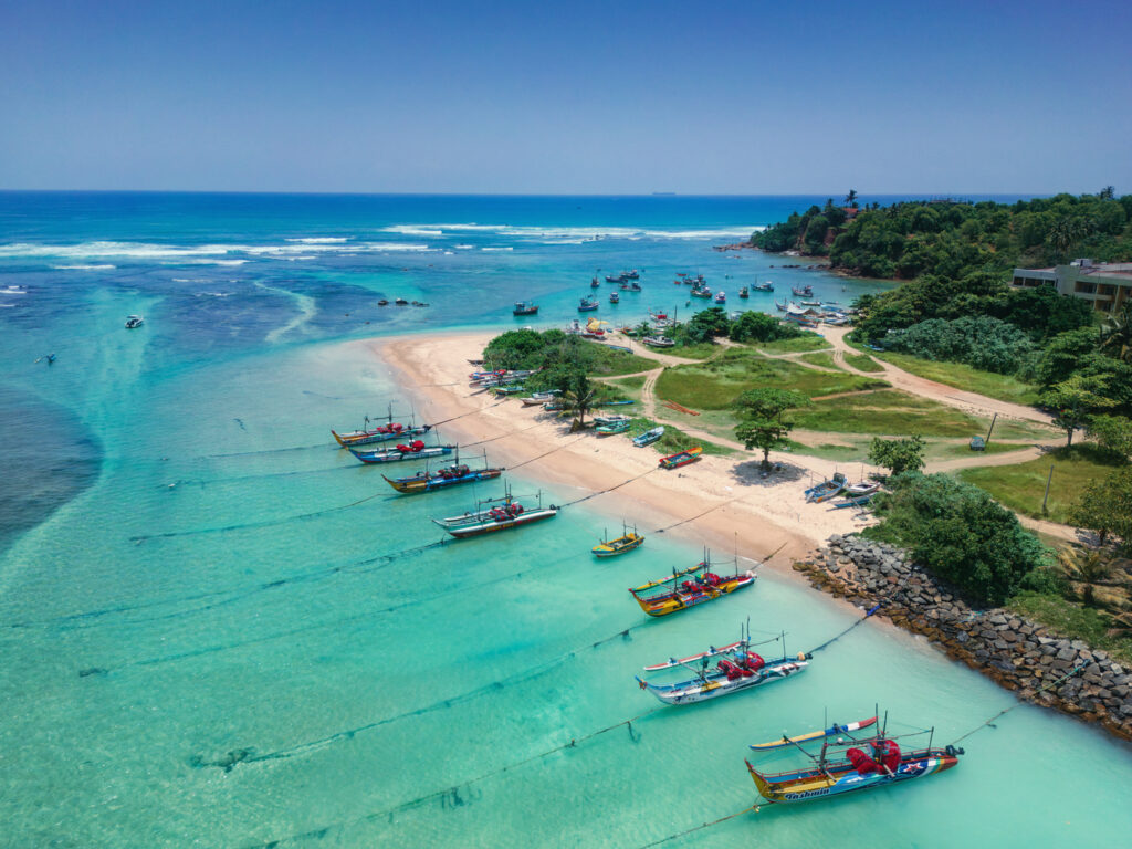Aerial View of Famous Beach of the South Coast of Sri Lanka, Area Near the Town of Weligama